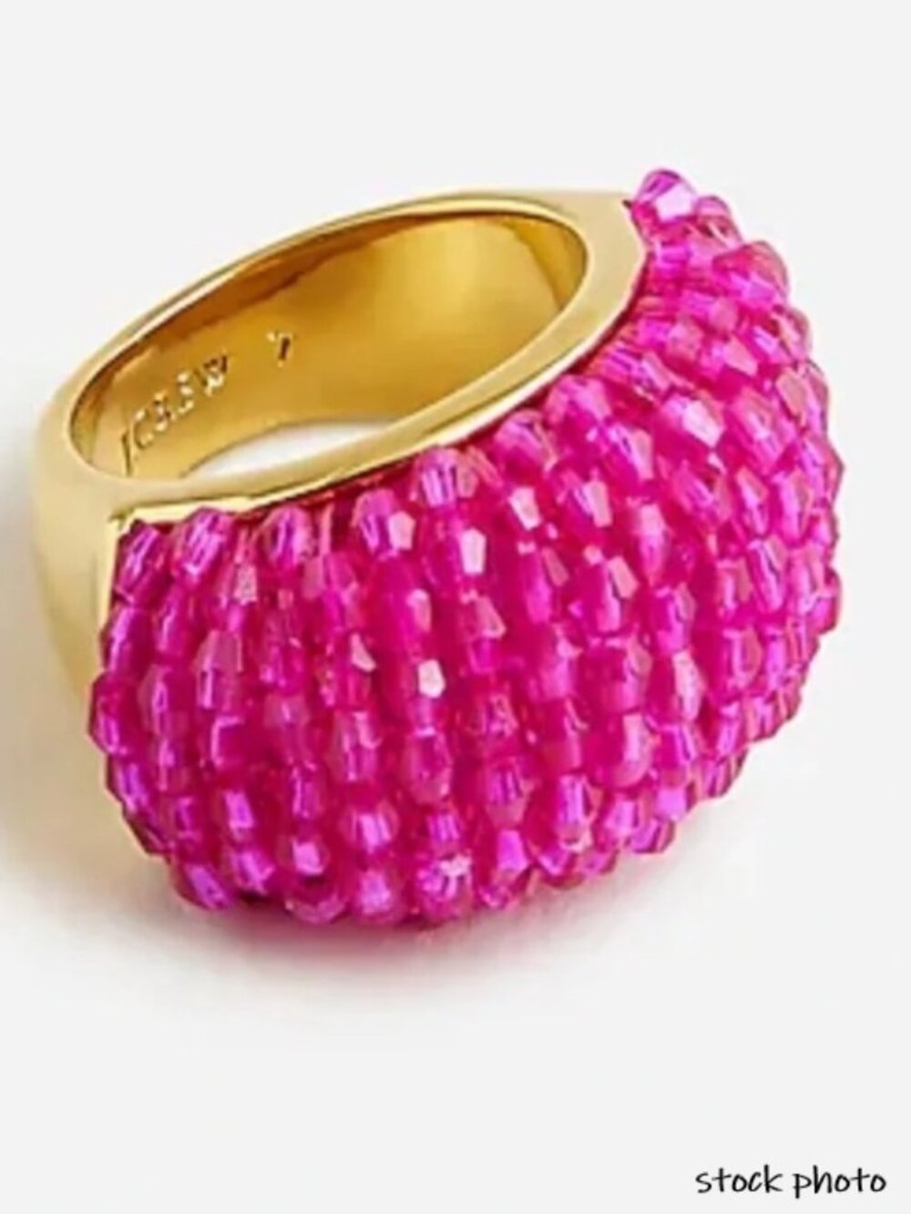 JCREW Woven Beaded Ring FESTIVAL PINK NEW NWT Size 8